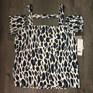 Cooper & Ella Animal Print Cold Shoulder Top Small